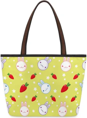 Rabbit Carrot Star Tote Bag for Women Womens Handbags Tote Bags for Travel Beach Gym