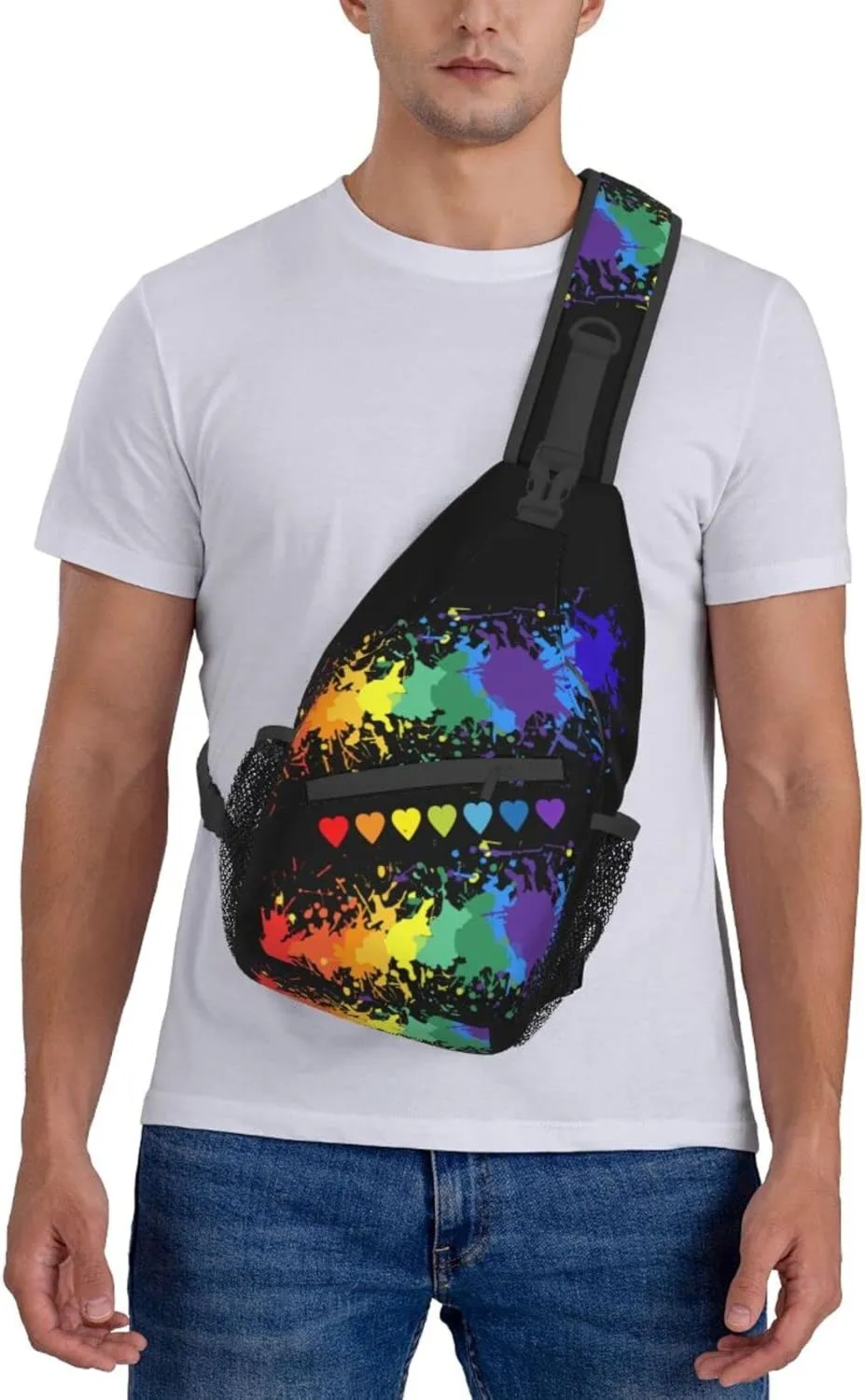 Rainbow LGBT Pride Sling Backpack Multipurpose Chest Bag Hiking Travel Daypack Crossbody Shoulder Bag Outdoor Unisex