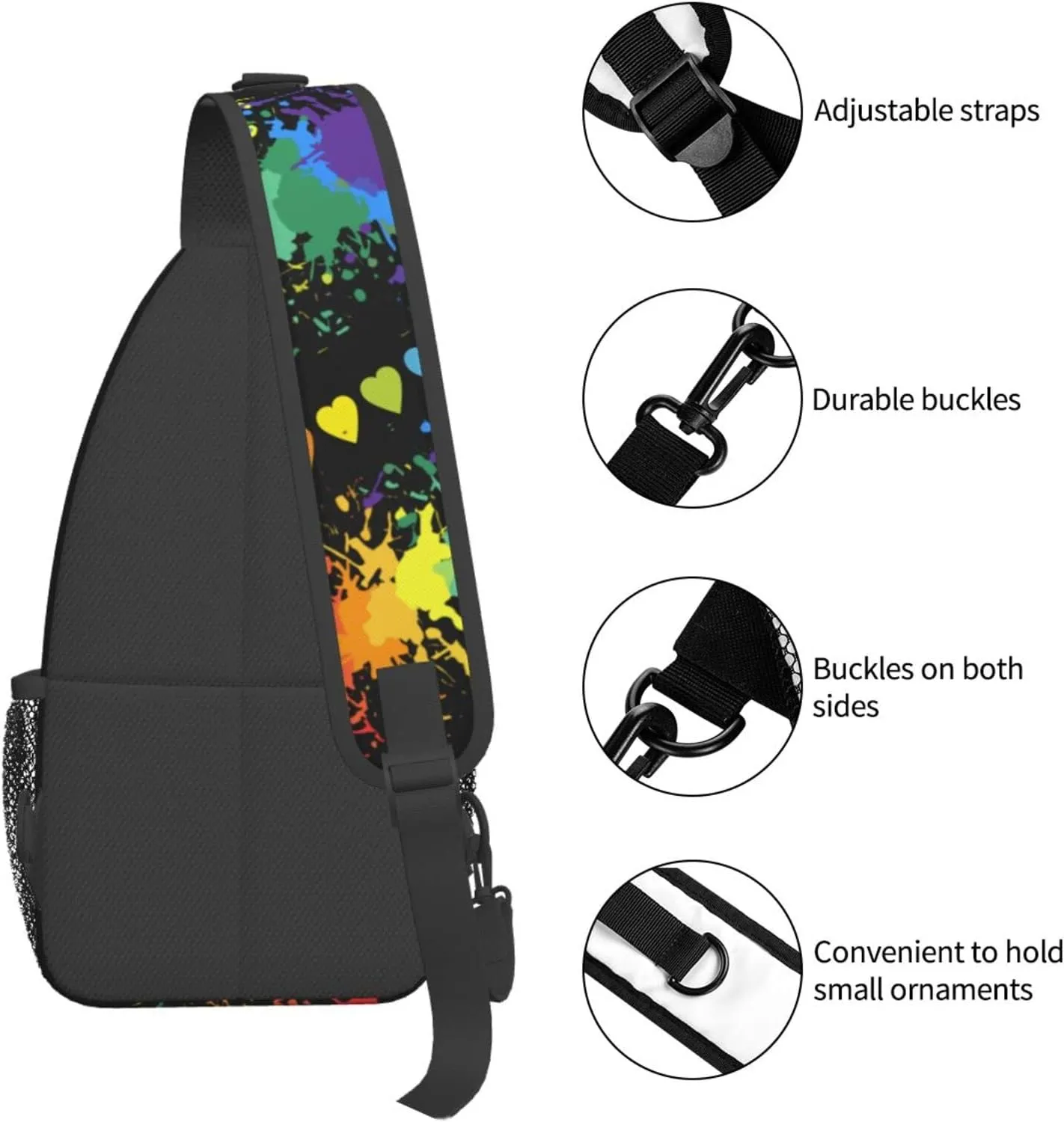 Rainbow LGBT Pride Sling Backpack Multipurpose Chest Bag Hiking Travel Daypack Crossbody Shoulder Bag Outdoor Unisex