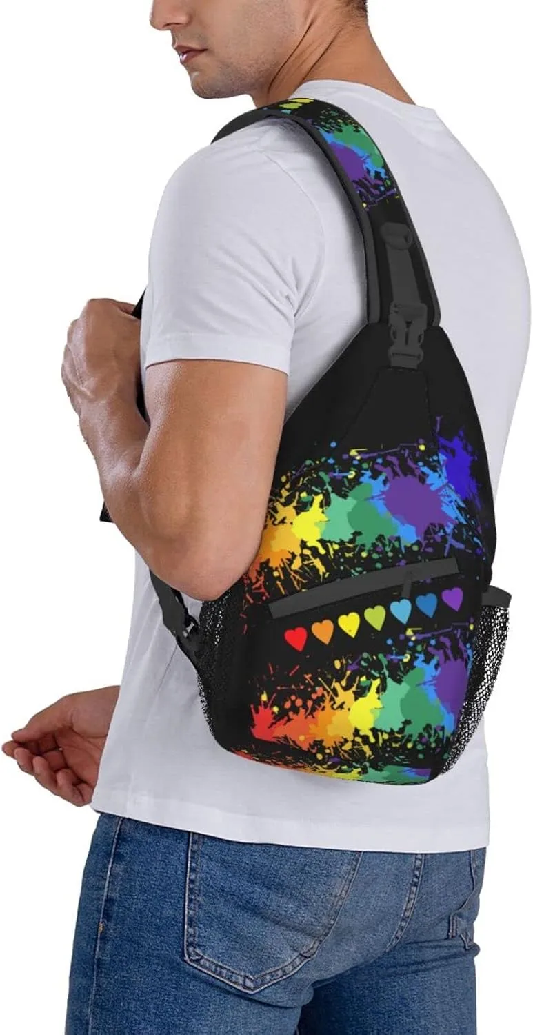 Rainbow LGBT Pride Sling Backpack Multipurpose Chest Bag Hiking Travel Daypack Crossbody Shoulder Bag Outdoor Unisex