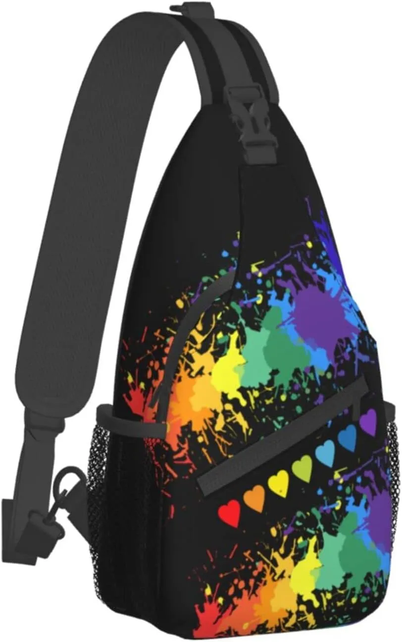 Rainbow LGBT Pride Sling Backpack Multipurpose Chest Bag Hiking Travel Daypack Crossbody Shoulder Bag Outdoor Unisex