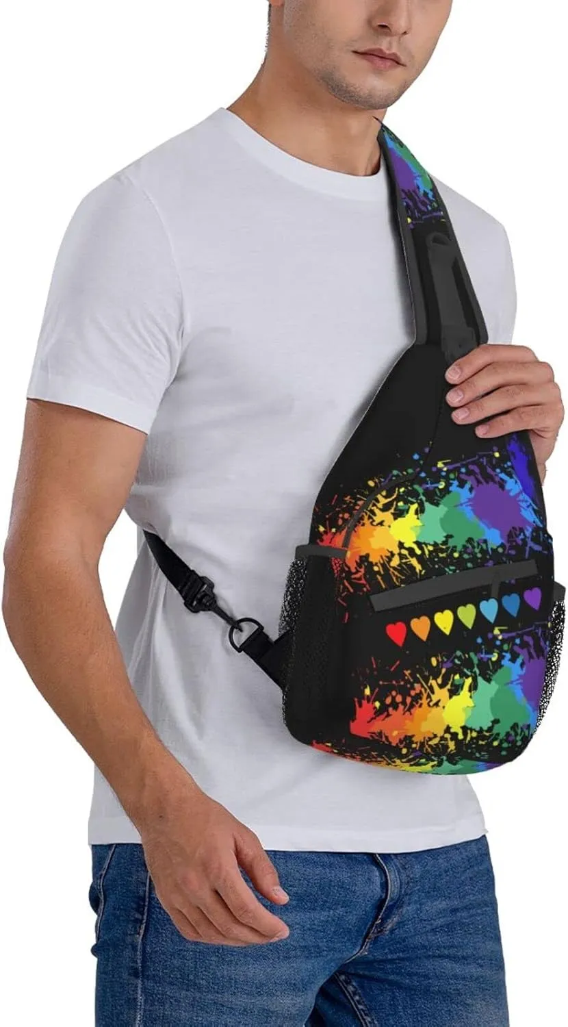 Rainbow LGBT Pride Sling Backpack Multipurpose Chest Bag Hiking Travel Daypack Crossbody Shoulder Bag Outdoor Unisex