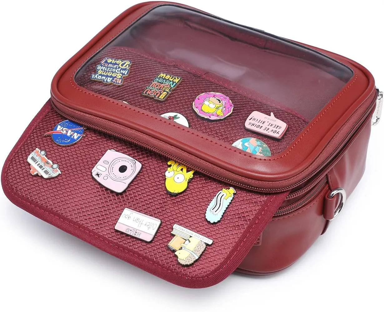 RAINBOW SMILE Ita Bag - Kawaii Crossbody Purse with Clear Shoulder Strap and Pin Display