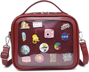 RAINBOW SMILE Ita Bag - Kawaii Crossbody Purse with Clear Shoulder Strap and Pin Display