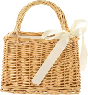 Rattan Basket Purse Woven Square Basket Natural Material Variations for Seasonal Dec