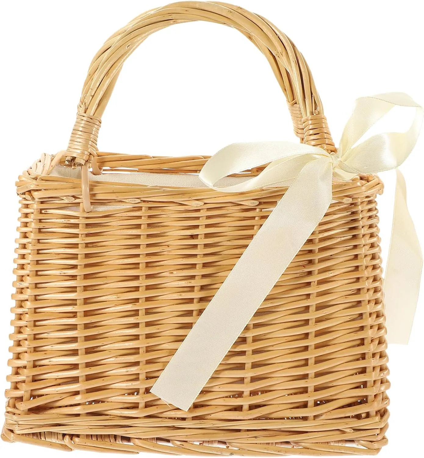 Rattan Basket Purse Woven Square Basket Natural Material Variations for Seasonal Dec