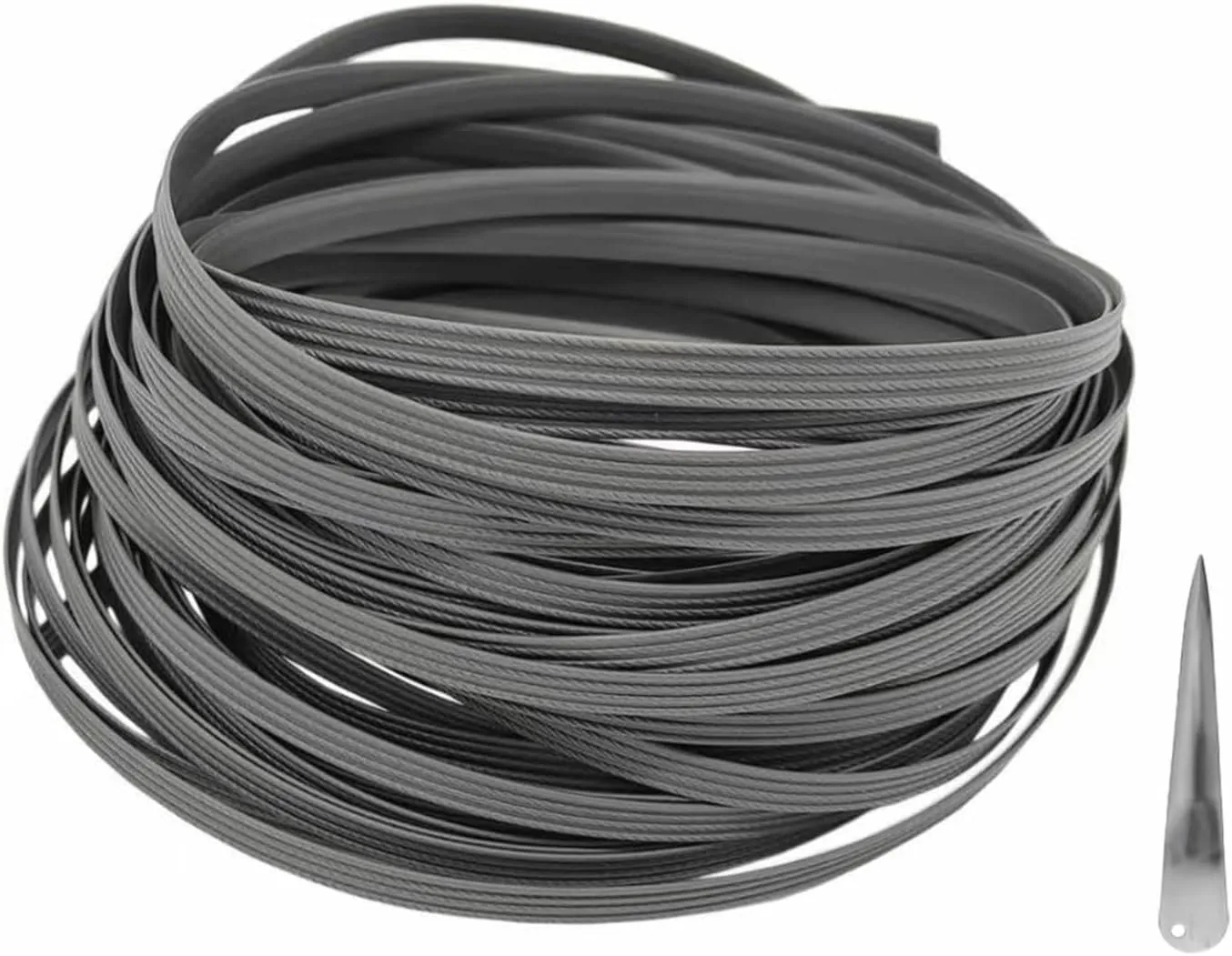 Rattan Furniture Fixing Kit (Contains Weaving Tool), Wicker Repair Material, Grey Flat Plastic Woven Material for for Knit and Repair Rattan Chair Table Basket-70m (220 ft) (Gray)