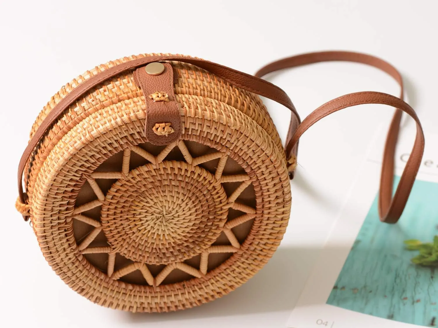 Rattan Summer Straw Beach Bag - Woven Wicker Basket Vacation Purse - Gifts for Women