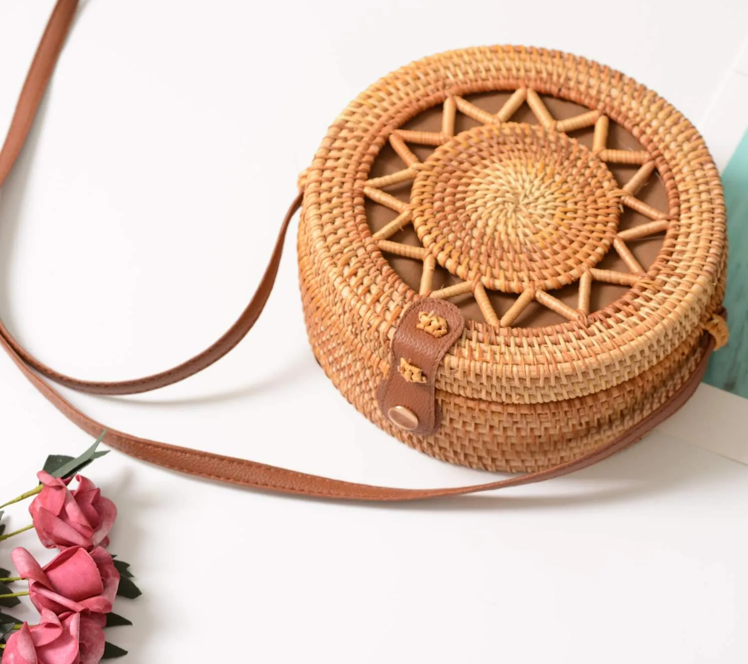 Rattan Summer Straw Beach Bag - Woven Wicker Basket Vacation Purse - Gifts for Women
