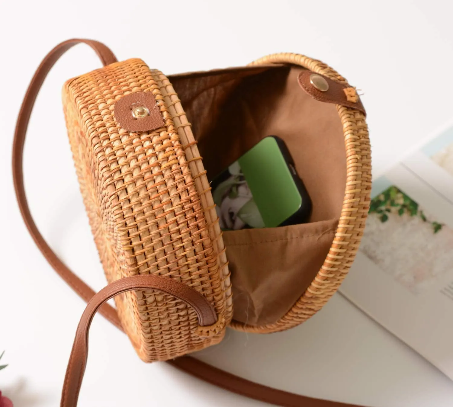 Rattan Summer Straw Beach Bag - Woven Wicker Basket Vacation Purse - Gifts for Women