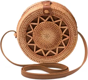 Rattan Summer Straw Beach Bag - Woven Wicker Basket Vacation Purse - Gifts for Women