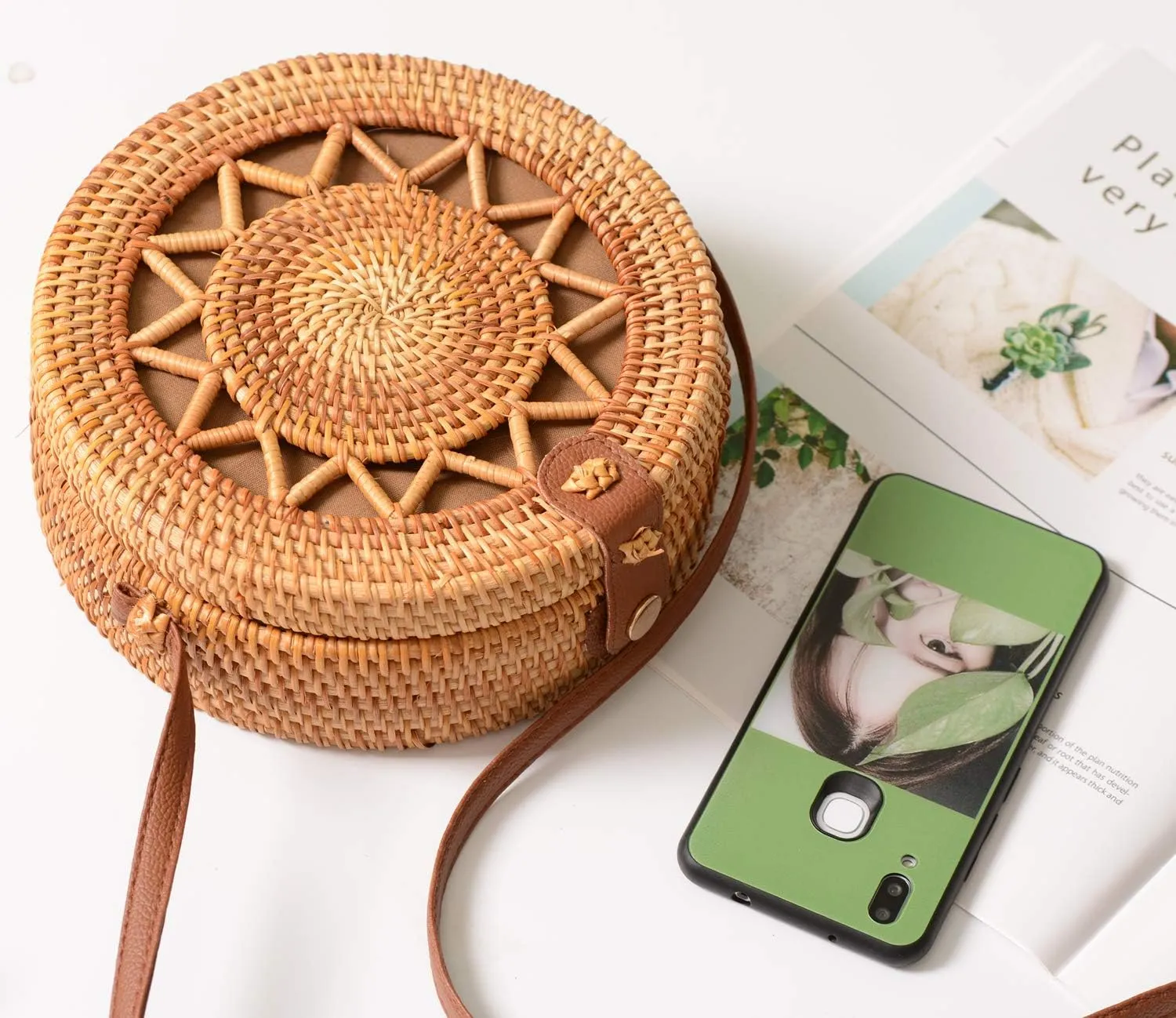 Rattan Summer Straw Beach Bag - Woven Wicker Basket Vacation Purse - Gifts for Women