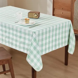 Rectangle Checkered Tablecloth Water-Resistant Spill-Proof Washable Gingham Reversible Table Cloth for Dining Camping Picnic Outdoor Parties (Green and White, 55 x 71 inches)