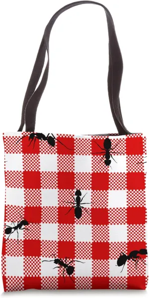 red gingham black ants bugs insects plaid cute retro picnic Tote Bag