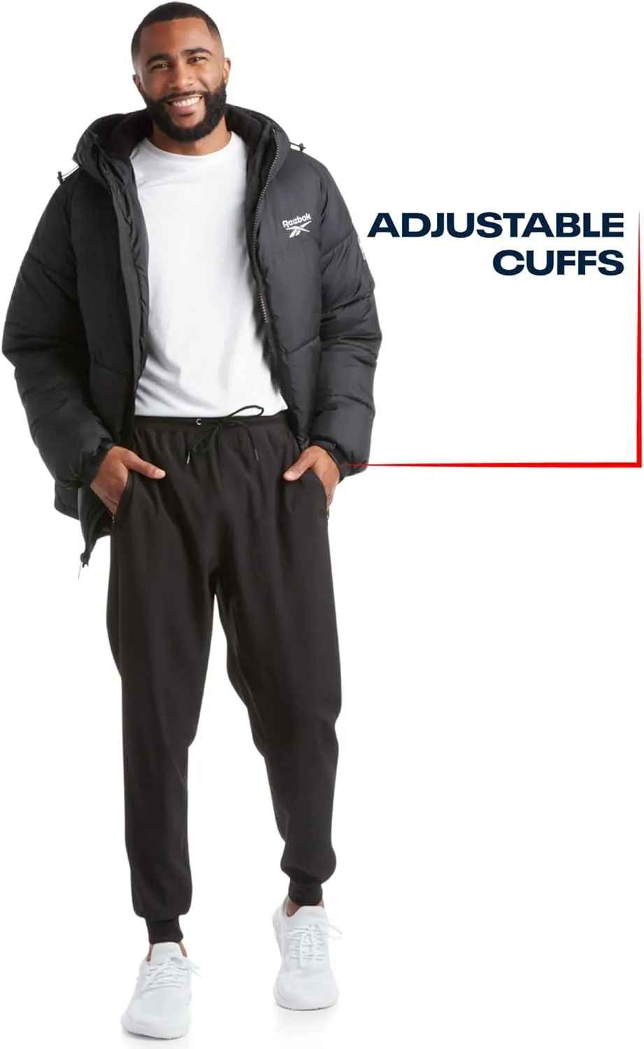 Reebok Mens Puffer Jacket - Heavyweight Quilted Mens Jacket with Wide Hood - Weather Resistant Winter Jackets for Men (S-XL)