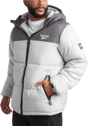 Reebok Mens Puffer Jacket - Heavyweight Quilted Mens Jacket with Wide Hood - Weather Resistant Winter Jackets for Men (S-XL)