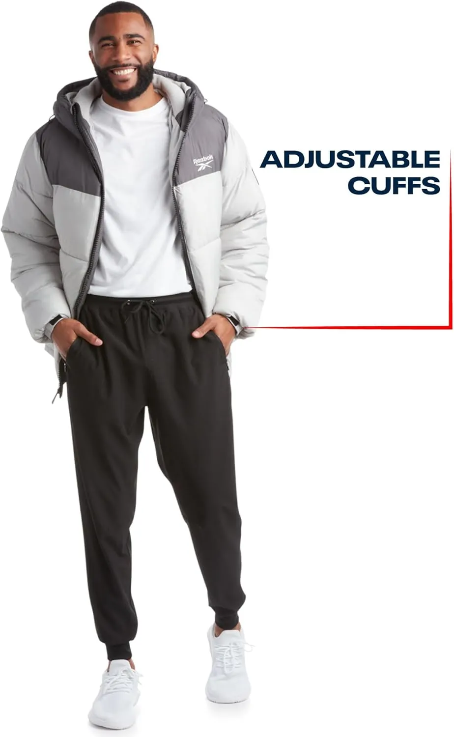 Reebok Mens Puffer Jacket - Heavyweight Quilted Mens Jacket with Wide Hood - Weather Resistant Winter Jackets for Men (S-XL)