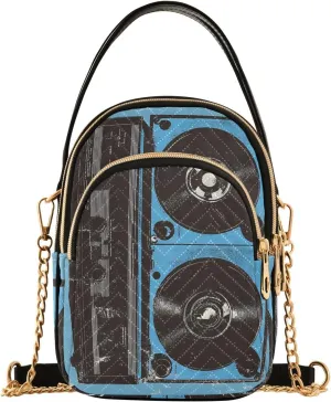 Retro Old Tape Recorder Crossbody Purse for Women Travel Handbag Small Shoulder Bag