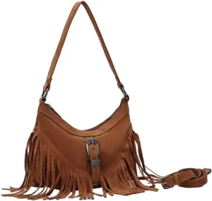 Retro Suede Fringe Handbag - Boho Vintage Shoulder & Crossbody Purse for Women