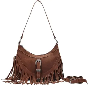 Retro Suede Fringe Handbag - Boho Vintage Shoulder & Crossbody Purse for Women
