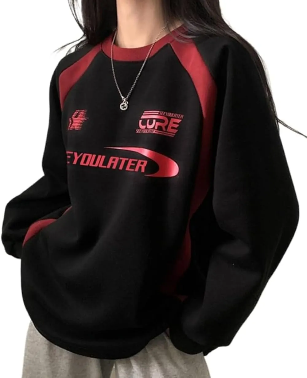 RICHTRUE Parachute Pullover Windbreaker Long Sleeve Jersey Shirt Y2k Oversized Shirts Grunge Rapper Streetwear 2000s Vintage