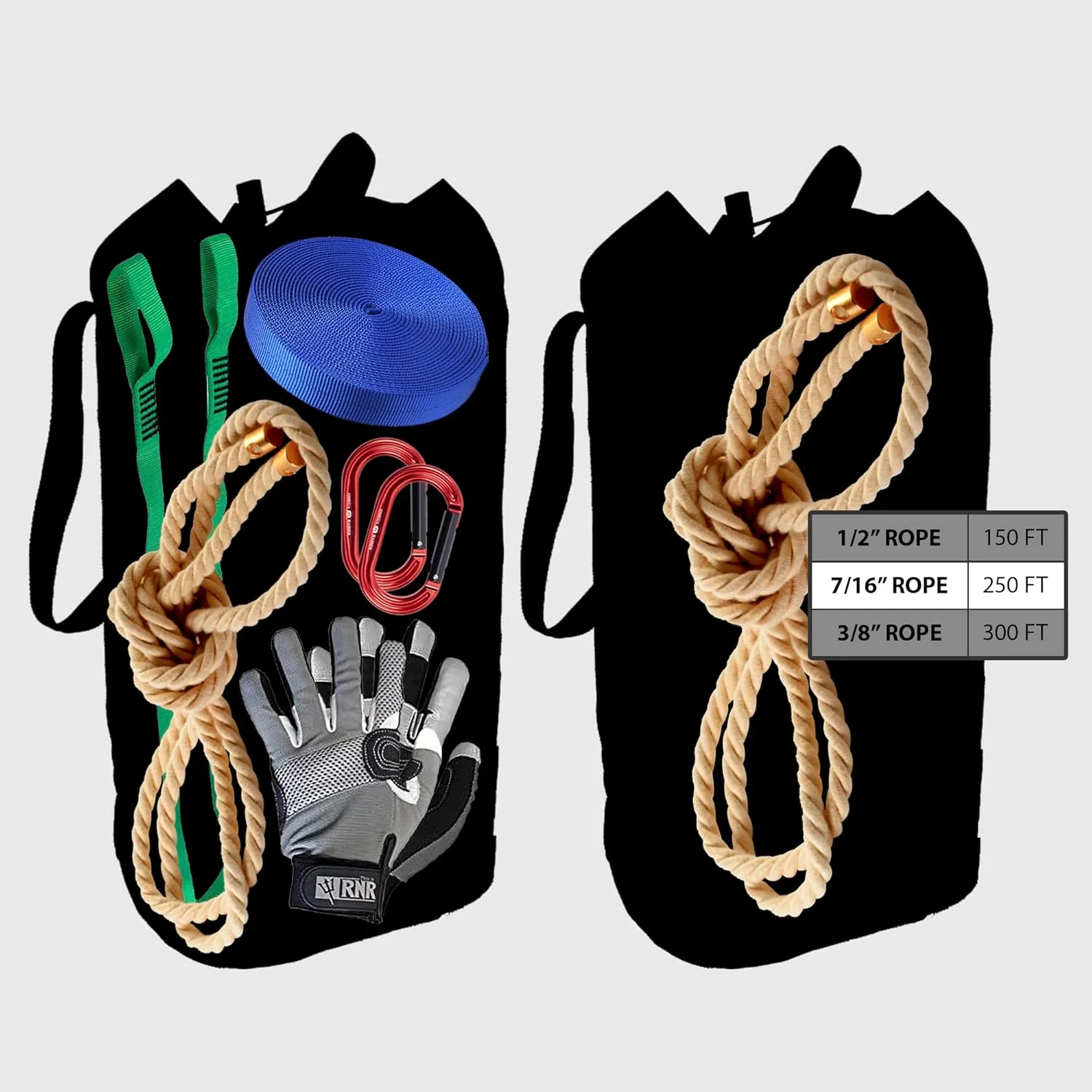 Rock-N-Rescue Arbor Rope Storage Bag - Rock and Tree Climbing Equipment, Arborist Gear, Bucket Style Backpack, Waterproof Nylon Material, Blue, 150'