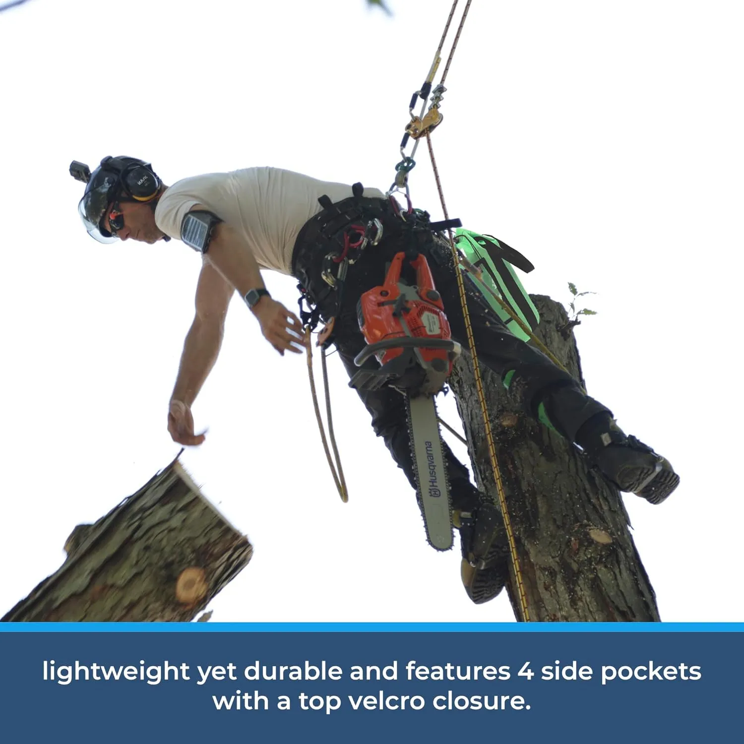 Rock-N-Rescue Arbor Rope Storage Bag - Rock and Tree Climbing Equipment, Arborist Gear, Bucket Style Backpack, Waterproof Nylon Material, Blue, 150'