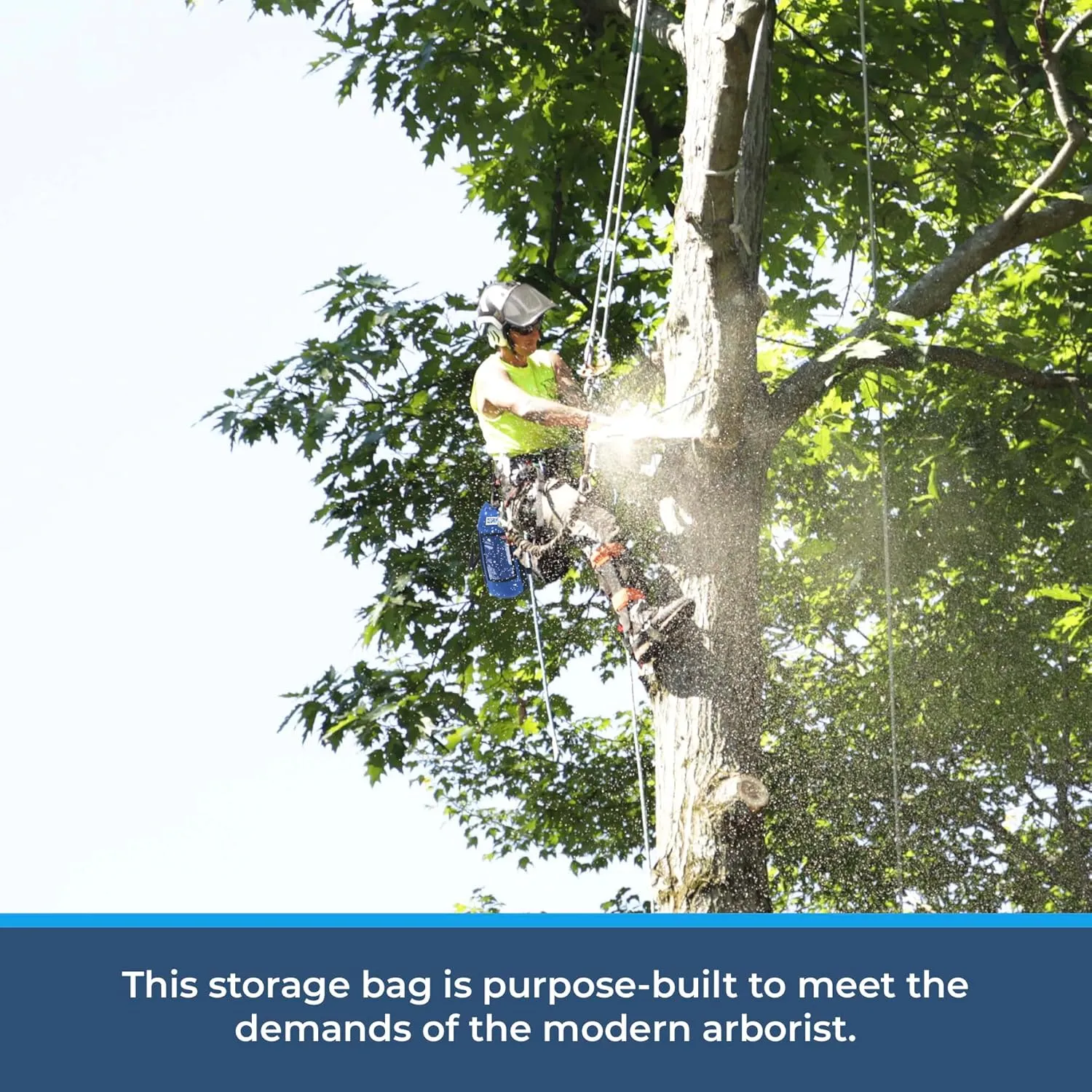 Rock-N-Rescue Arbor Rope Storage Bag - Rock and Tree Climbing Equipment, Arborist Gear, Bucket Style Backpack, Waterproof Nylon Material, Blue, 150'