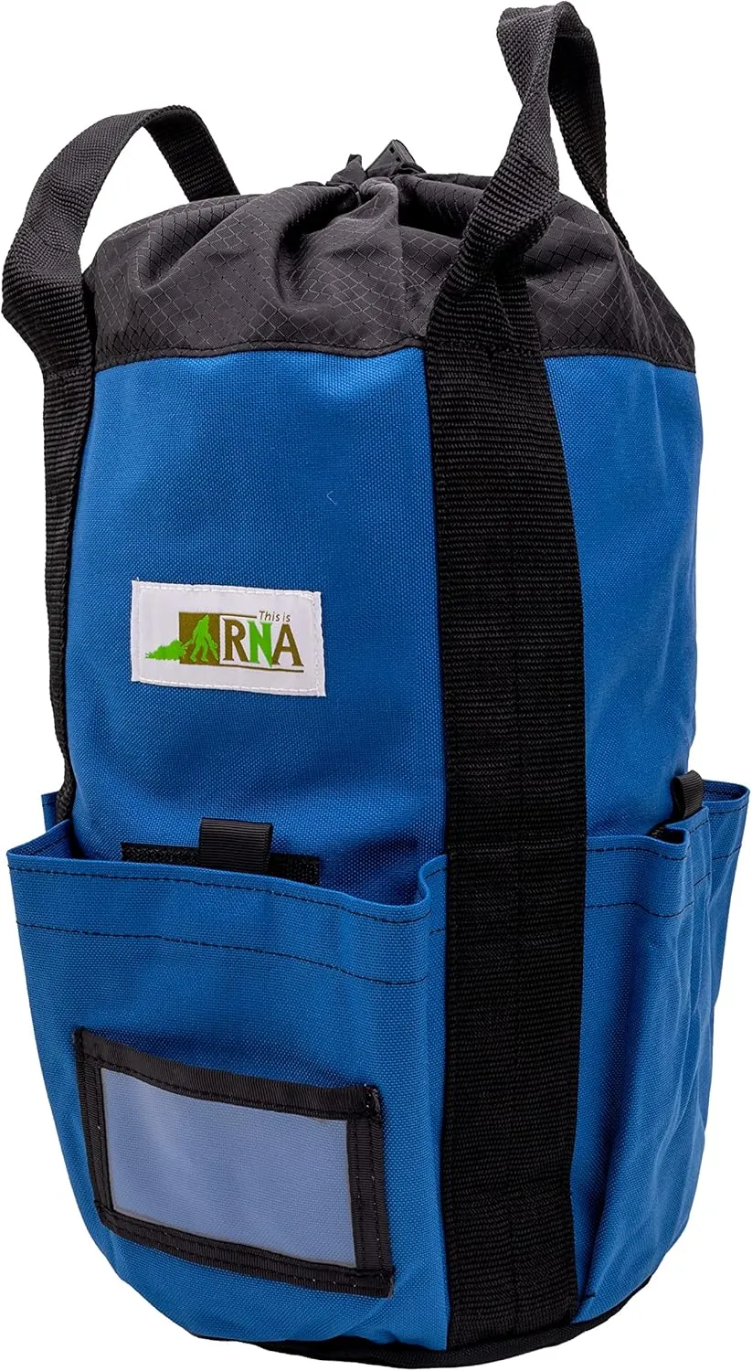 Rock-N-Rescue Arbor Rope Storage Bag - Rock and Tree Climbing Equipment, Arborist Gear, Bucket Style Backpack, Waterproof Nylon Material, Blue, 150'