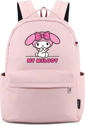 Roffatide Anime My Melody Backpack 13in Laptop Backpack Cute Cartoon Pink Backpack Daily Travel Weekend Backpacks A