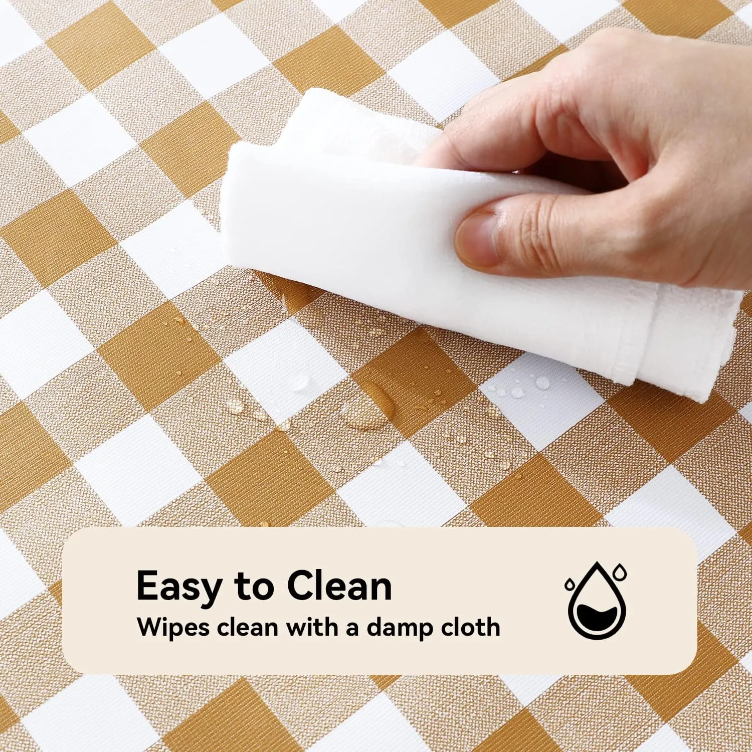 Romanstile Rectangle Vinyl PVC Tablecloth, 100% Waterproof Buffalo Plaid Plastic Table Cloth, Oil Proof Heavy Duty Wipeable Table Covers for Dining/Camping/Picnic/Outdoor - 54 x 108, Coffee and White