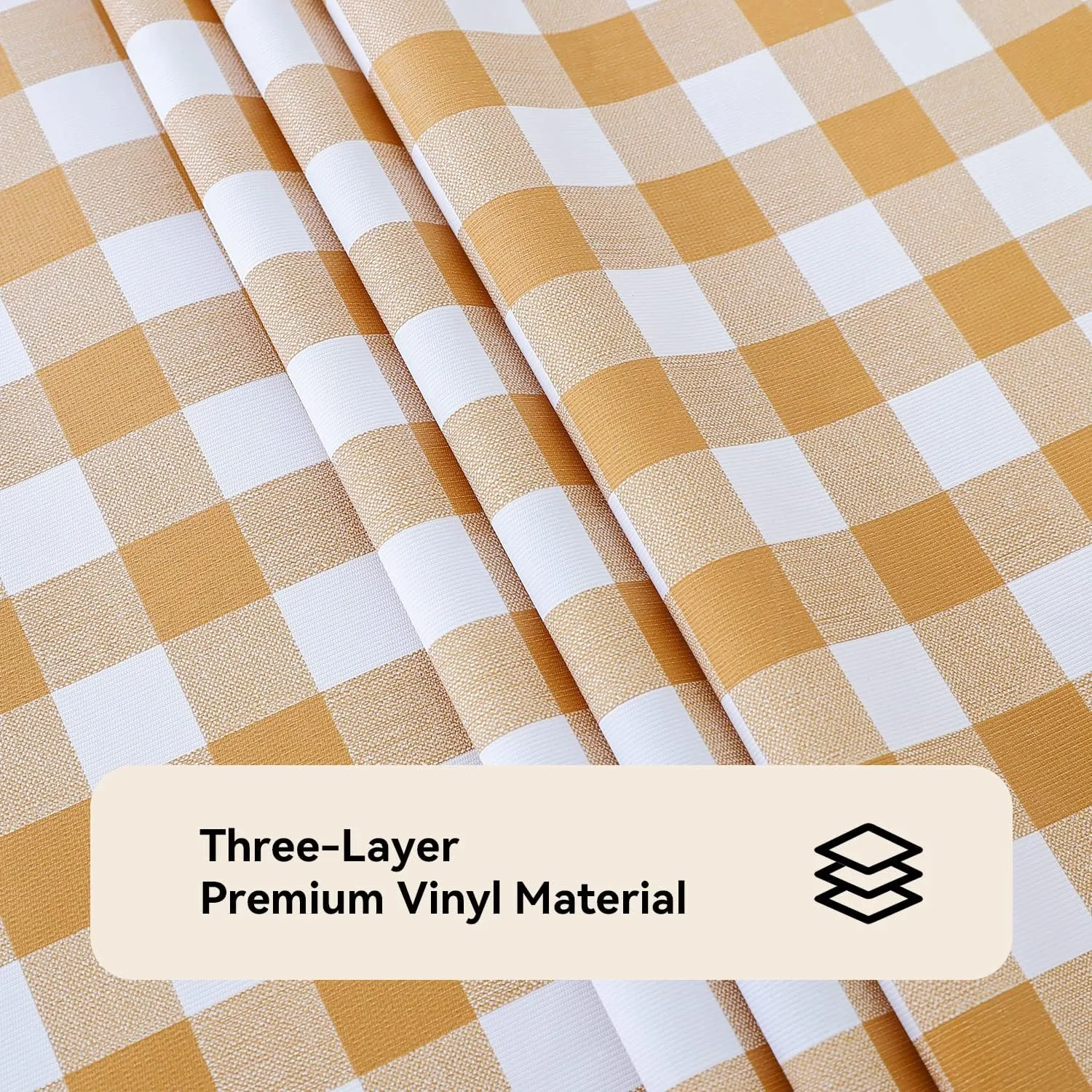 Romanstile Rectangle Vinyl PVC Tablecloth, 100% Waterproof Buffalo Plaid Plastic Table Cloth, Oil Proof Heavy Duty Wipeable Table Covers for Dining/Camping/Picnic/Outdoor - 54 x 108, Coffee and White