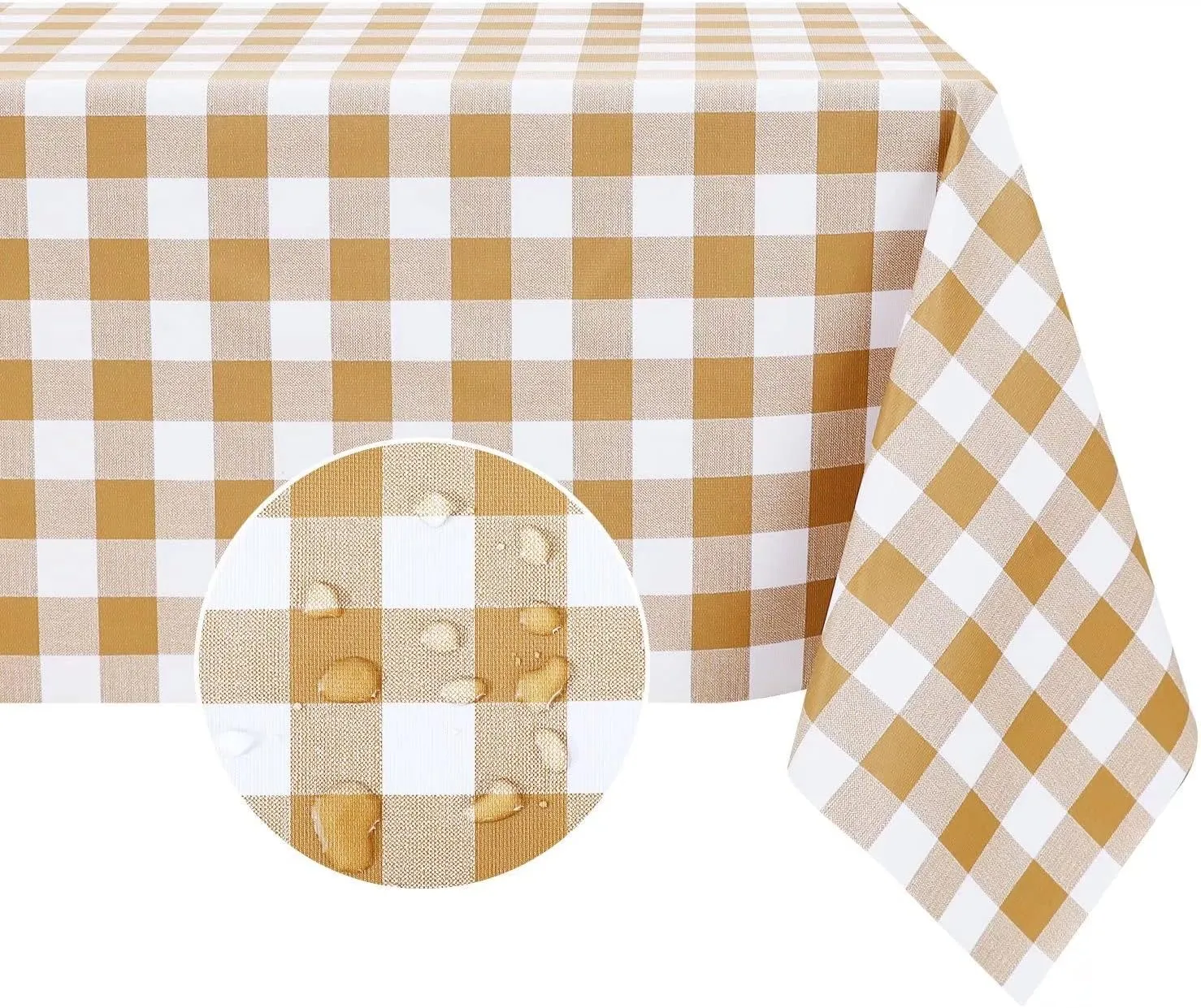 Romanstile Rectangle Vinyl PVC Tablecloth, 100% Waterproof Buffalo Plaid Plastic Table Cloth, Oil Proof Heavy Duty Wipeable Table Covers for Dining/Camping/Picnic/Outdoor - 54 x 108, Coffee and White