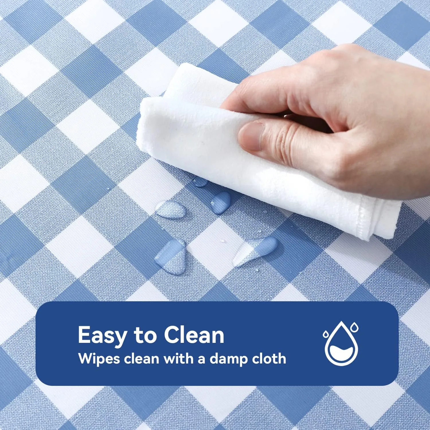 Romanstile Rectangle Vinyl PVC Tablecloth, 100% Waterproof Buffalo Plaid Plastic Table Cloth, Oil Proof Heavy Duty Wipeable Table Covers for Dining/Camping/Picnic/Outdoor - 54 x 108, Light Blue
