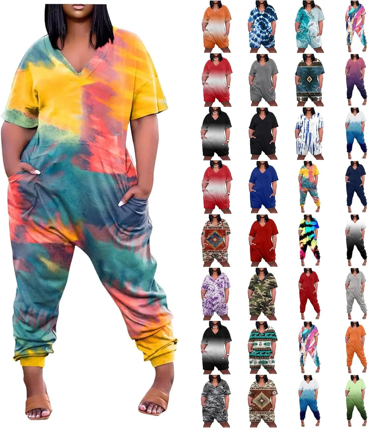 Romper, Women's Loose Solid Off Shoulder Elastic Waist Stretchy Long Romper Jumpsuit
