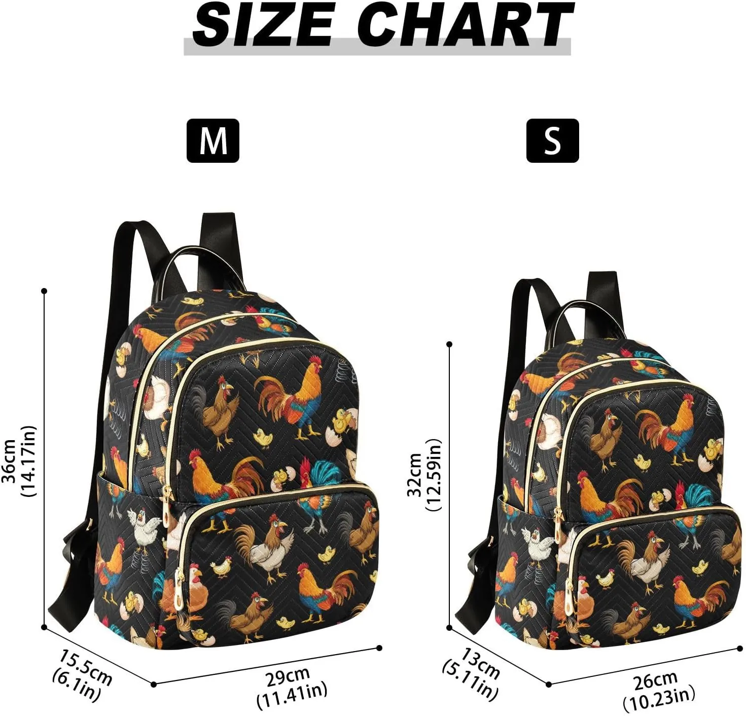 Rooster Chicken Mini Backpack for Women, Travel Backpack Purse Daypack Shoulder Bag for Ladies