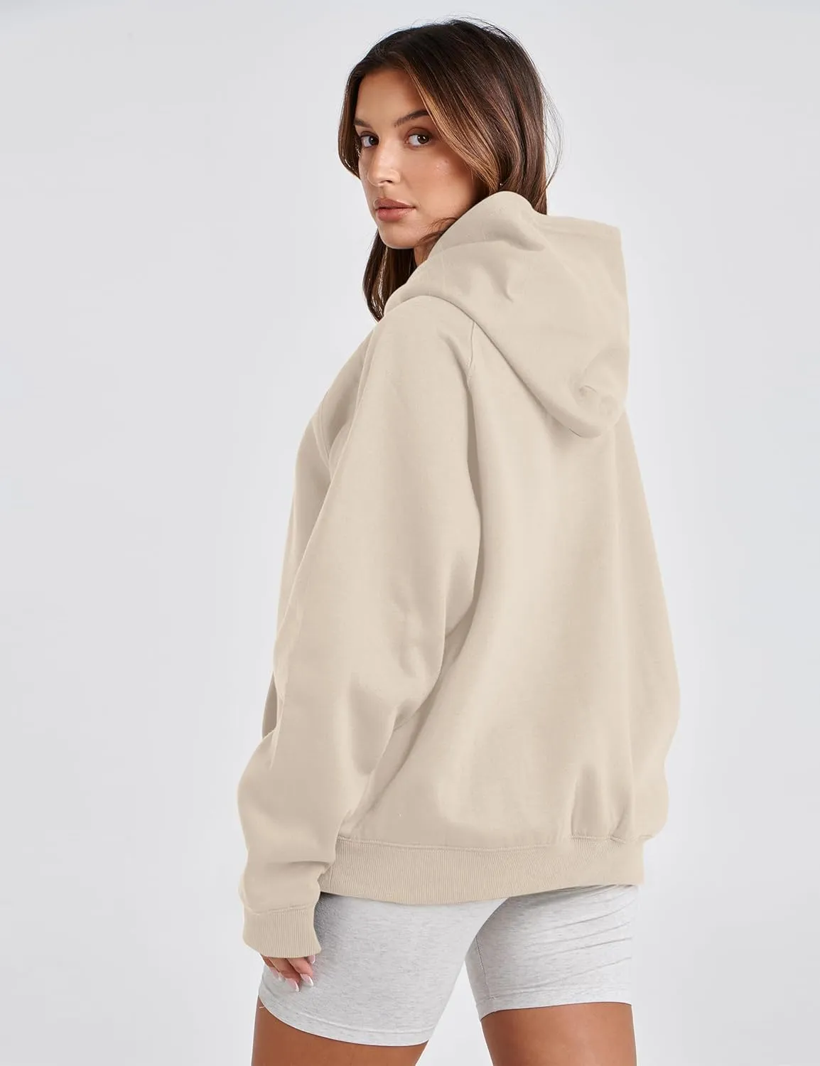 SAFRISIOR Oversized Hoodies for Women and Men Couples Fleece Basic Solid Hooded Sweatshirt Pullover Jackets