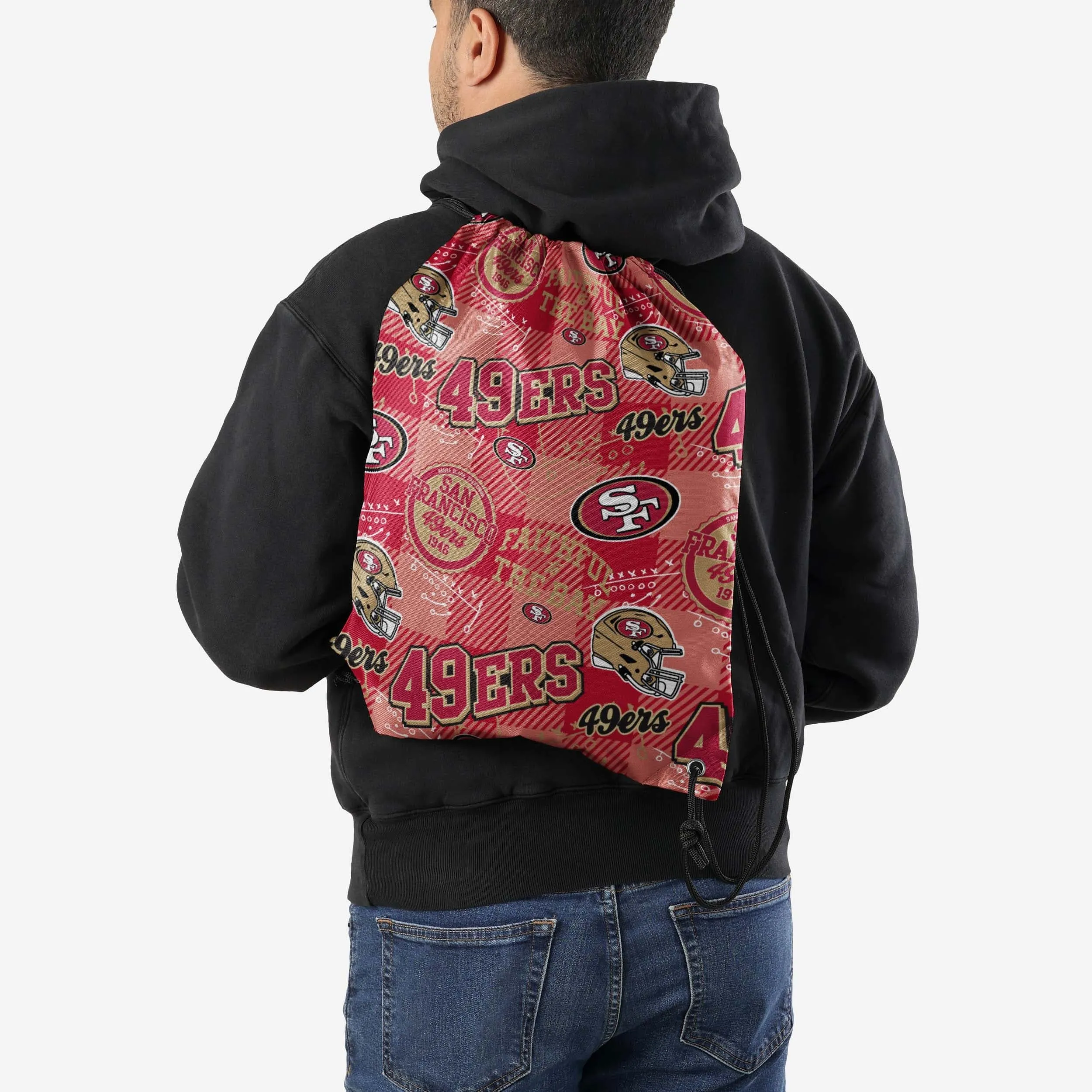 San Francisco 49ers Thematic Repeat Print Drawstring Backpack