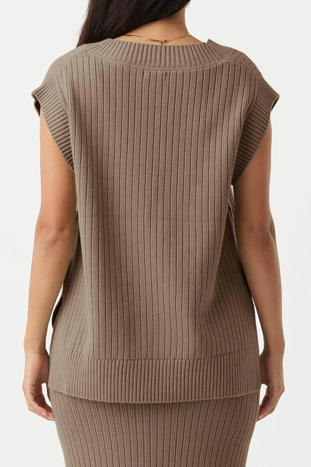 Saodimallsu Womens V Neck Sweater Vest Oversized Ribbed Knit Sleeveless Casual Loose Fit Pullover Tank Top