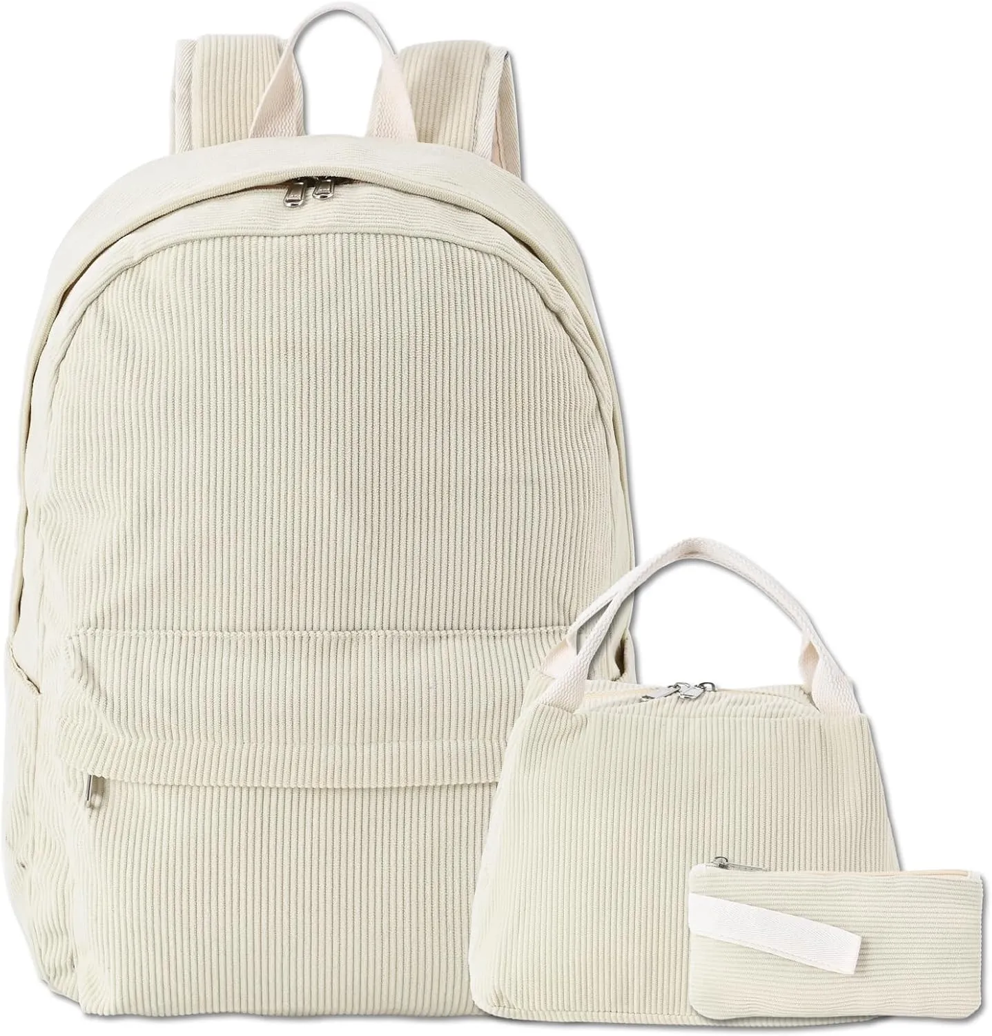 School Backpack for Girls Teen Girl Backpacks Bookbags with Lunch Box for Kids(Beige)