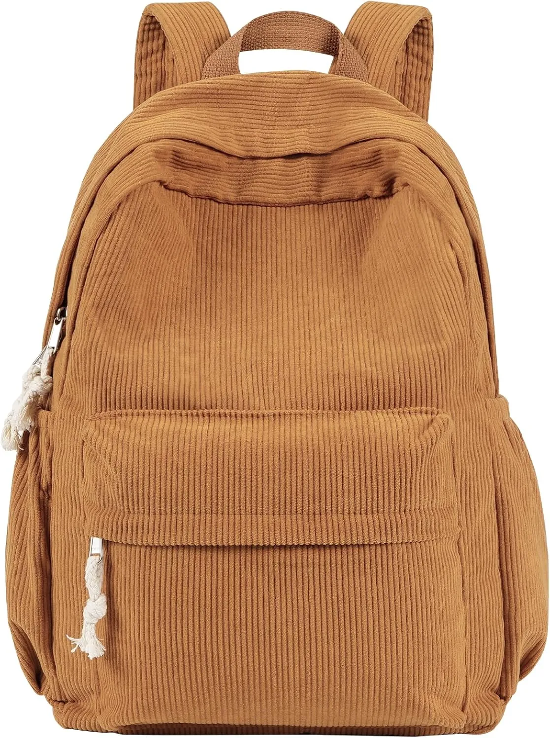 School Backpack for Teens, Corduroy Bookbag with 6X Cute Pin Accessories, Lightweight High School College Laptop Bags, Women Travel Daypacks