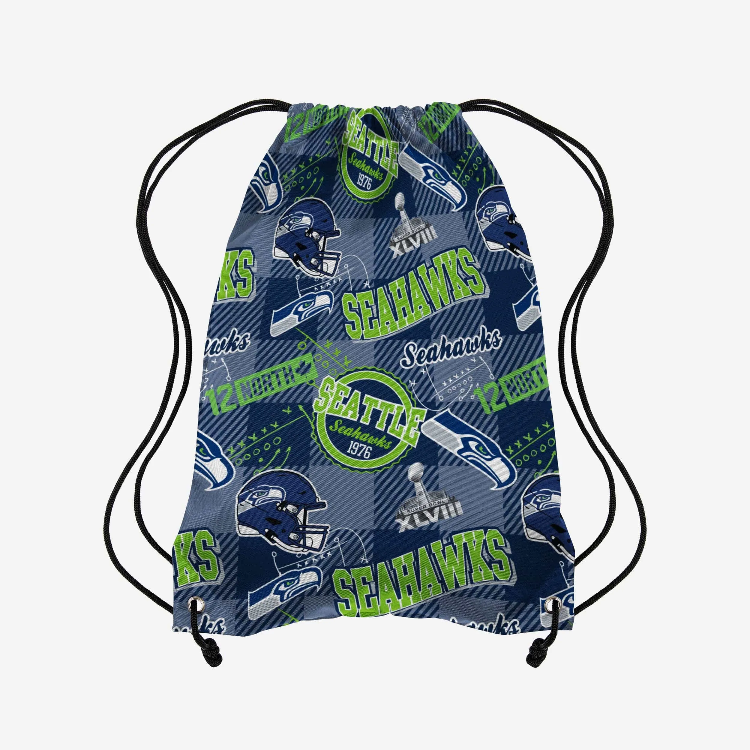 Seattle Seahawks Thematic Repeat Print Drawstring Backpack