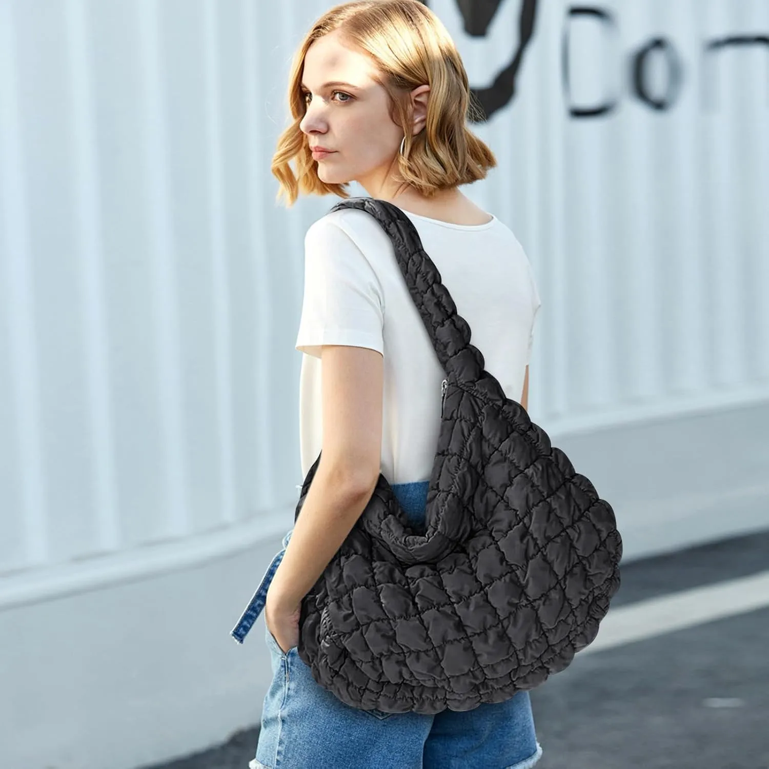 seOSTO Puffer Bag for Women Puffer Tote Bag Quilted Tote Bag