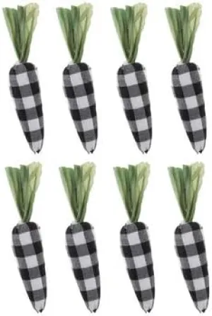 Set of 8 5.5 Inch Black and White Gingham Buffalo Plaid Carrots Spring Easter Bowl Fillers