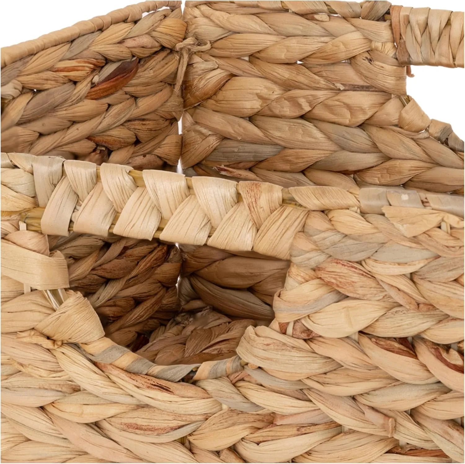 Seville Classics Premium Natural Handwoven Portable Laundry Bin Basket with Carrying Handles, Household Storage for Clothes, Linens, Sheets, Toys, Natural Water Hyacinth, Rectangular (2-Pack)