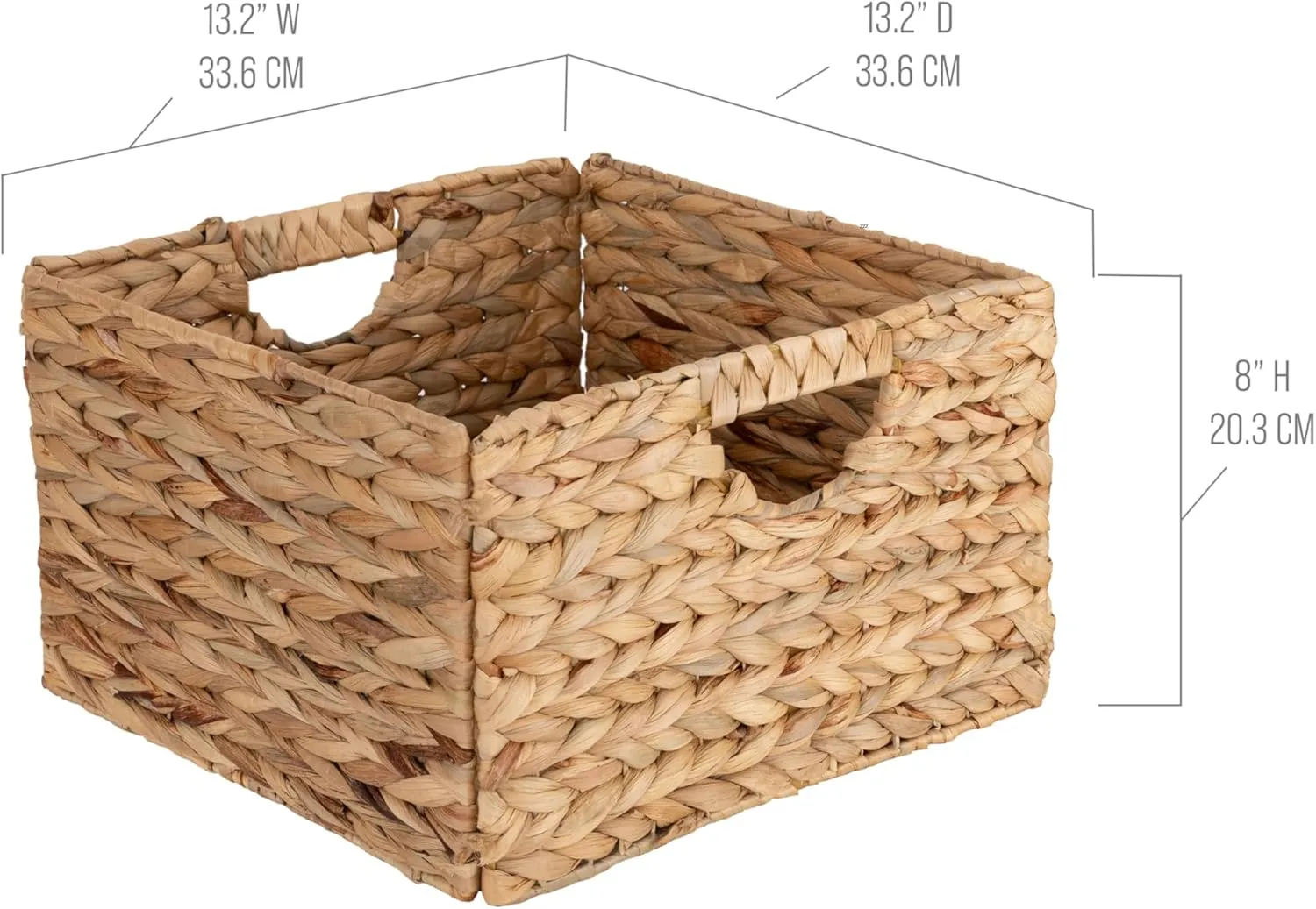 Seville Classics Premium Natural Handwoven Portable Laundry Bin Basket with Carrying Handles, Household Storage for Clothes, Linens, Sheets, Toys, Natural Water Hyacinth, Rectangular (2-Pack)