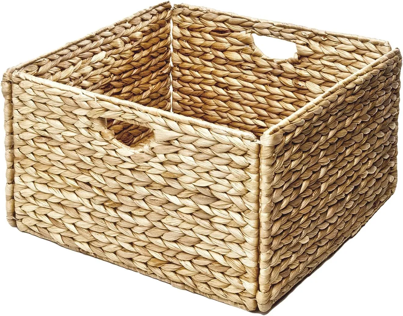 Seville Classics Premium Natural Handwoven Portable Laundry Bin Basket with Carrying Handles, Household Storage for Clothes, Linens, Sheets, Toys, Natural Water Hyacinth, Rectangular (2-Pack)
