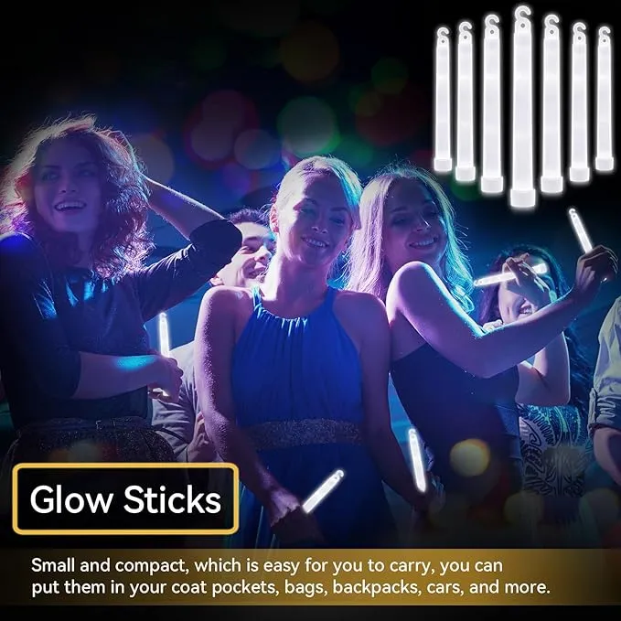Shappy 30 Pcs 6 Inch Glow Sticks with 12 Hour Duration Bright Emergency Light Sticks for Camping Hiking Activities Glowsticks for Party Bulk Accessories