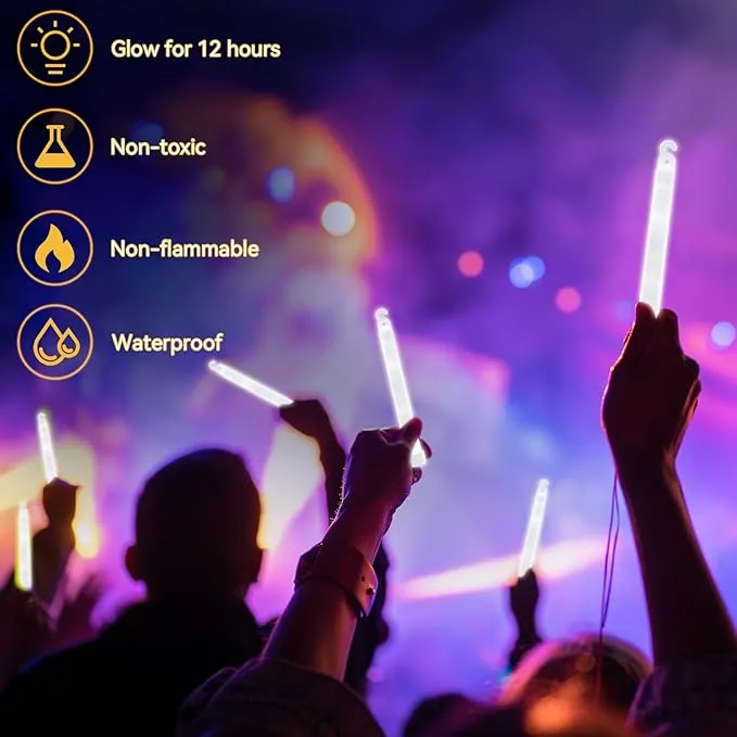 Shappy 30 Pcs 6 Inch Glow Sticks with 12 Hour Duration Bright Emergency Light Sticks for Camping Hiking Activities Glowsticks for Party Bulk Accessories
