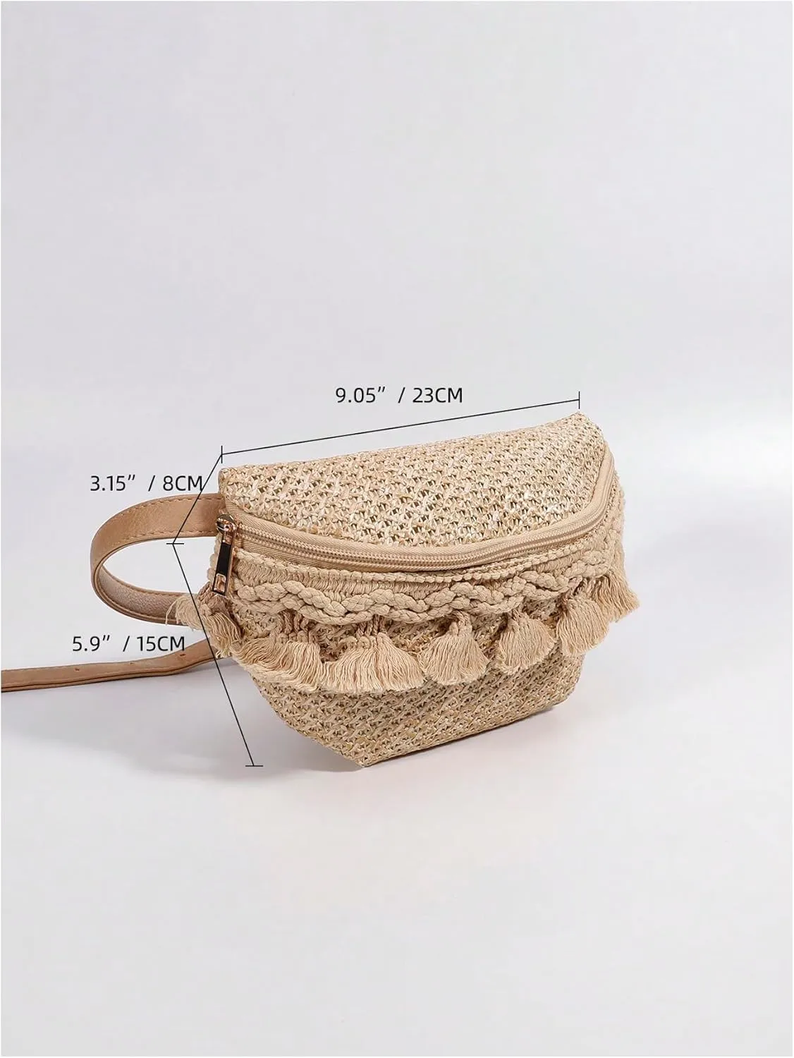 SHENHE Women's Fringe Straw Crossbody Bag Beach Travel Boho Tassel Sling Bag Shoulder Purse